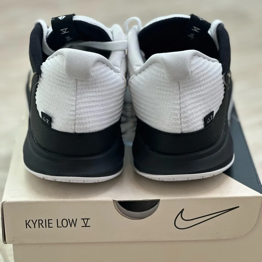 Nike Kyrie Low 5 Black and White Basketball Shoes with Gold Detail